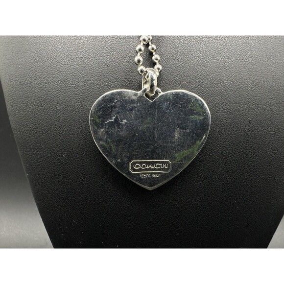 Vintage COACH Sterling Silver C Logo Tag Pendant Necklace Rare 28” Long - Picture 4 of 11